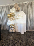 White, Black, Beige or Pink Arch Backdrop Wall Hire with Balloon Garland #WHBD