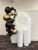 White, Black, Beige, Pink, Blue or Lilac Arch Backdrop Wall Hire with Balloon Garland #WHBD