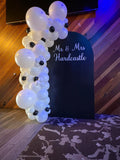 White or Black Arch Backdrop Wall Hire with Balloon Garland #WHBLKBD