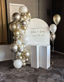 White, Black, Beige, Pink, Blue or Lilac Arch Backdrop Wall Hire with Balloon Garland #WHBD