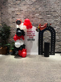 White, Black, Beige, Pink, Blue or Lilac Arch Backdrop Wall Hire with Balloon Garland #WHBD