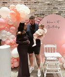 White, Black, Beige, Pink, Blue or Lilac Arch Backdrop Wall Hire with Balloon Garland #WHBD