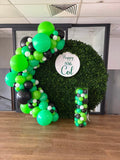 Round Green Wall with Organic Balloon Garland, HIRE ITEM Price From