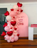 White, Black, Beige, Pink, Blue or Lilac Arch Backdrop Wall Hire with Balloon Garland #WHBD