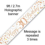 Sparkling Fizz Rose Gold Banner 2.7m 30th Bday #625419