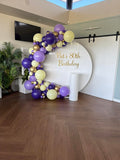 White Acrylic Wall with Organic Balloon Garland HIRE