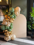 White, Black, Beige, Pink, Blue or Lilac Arch Backdrop Wall Hire with Balloon Garland #WHBD