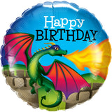Birthday Magical Dragon Foil Balloon 45cm (18") INFLATED #13307