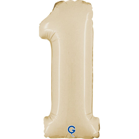Satin Cream Number 1 Small Foil 36cm (14") AIR-FILLED #141011