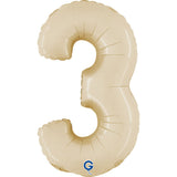 Satin Cream Number 3 Small Foil 36cm (14") AIR-FILLED #141035