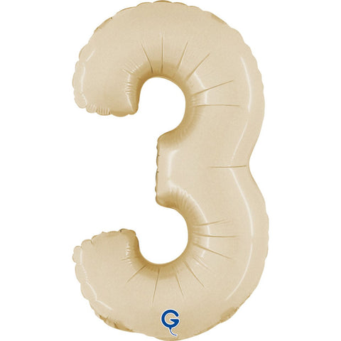Satin Cream Number 3 Small Foil 36cm (14") AIR-FILLED #141035