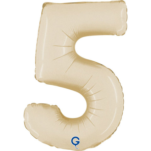 Satin Cream Number 5 Small Foil 36cm (14") AIR-FILLED #141059