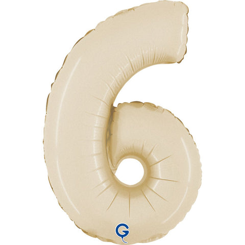 Satin Cream Number 6 Small Foil 36cm (14") AIR-FILLED #141066