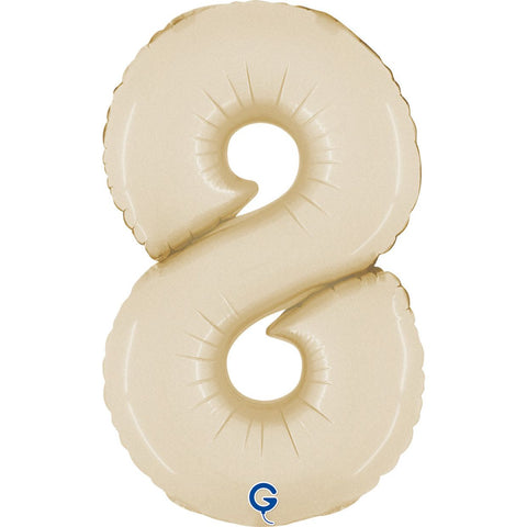 Satin Cream Number 8 Small Foil 36cm (14") AIR-FILLED #141080