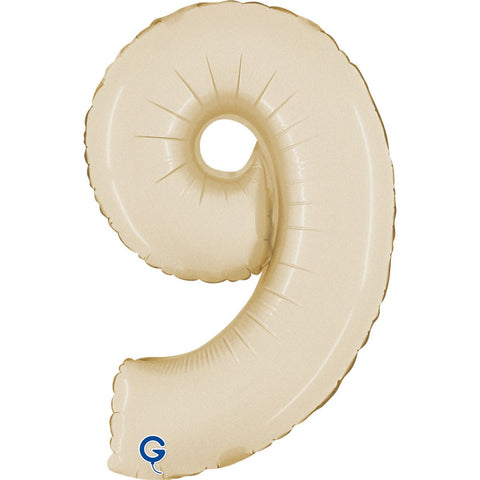 Satin Cream Number 9 Small Foil 36cm (14") AIR-FILLED #141097