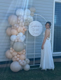 Mesh Arch White or Black or White French Window Backdrop with Balloon Garland HIRE