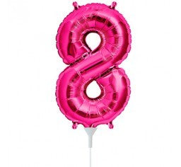 Magenta Number 8 (eight) Balloon 41cm AIR FILLED ONLY #00450