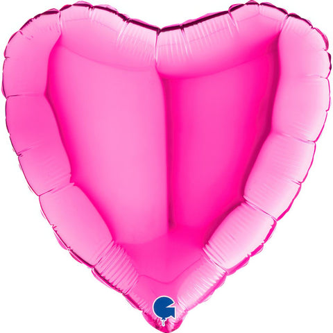 Magenta Foil Solid Colour Heart 46cm (18") INFLATED #180140