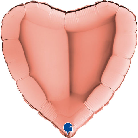 Metallic Rose Gold Heart Foil Balloon 18" 46cm INFLATED #180232