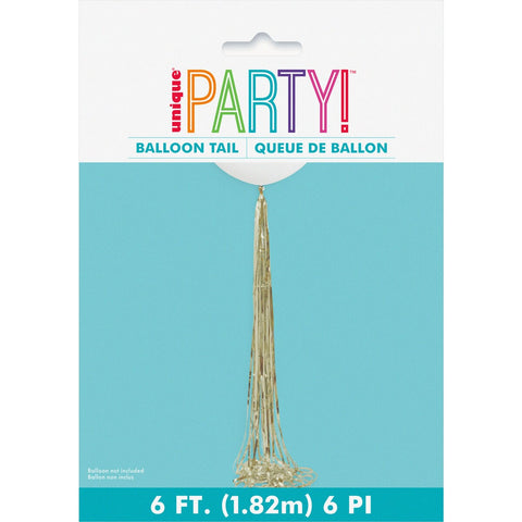 GOLD FOIL TASSEL BALLOON TAIL 1.82M (6FT)  #18408