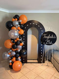 White or Black Open Hollow Arch or White Moon Backdrop Wall Hire with or without Balloon Garland #WHBLKOPENBD