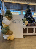 Beige, Pink, Blue or Lilac Arch Backdrop Wall Hire with Balloon Garland #BPBLBD