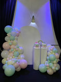 White, Beige or Pink Arch Backdrop Wall Hire with Balloon Garland #WHBD