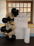 White, Black, Beige, Pink, Blue or Lilac Arch Backdrop Wall Hire with Balloon Garland #WHBD