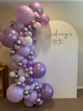 White, Black, Beige or Pink Arch Backdrop Wall Hire with Balloon Garland #WHBD