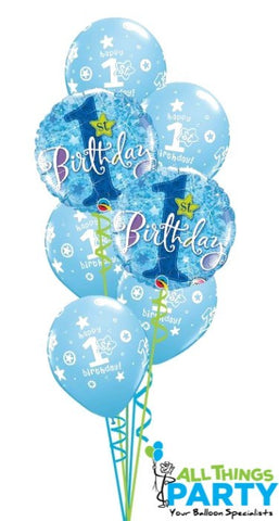 1st Birthday Boy Star Dazzler Balloon Bouquet #44390