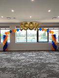 Balloon Arch 2 column with string of pearls heliums