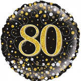 Sparkling Black and Gold Fizz 80th Foil 45cm INFLATED #227321