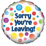 Sorry You're Leaving foil balloon with coloured dots #28663