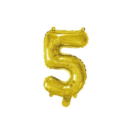 Gold Small Air Filled Number #5 Five 36cm 14 Inch Foil WILL NOT FLOAT #213005