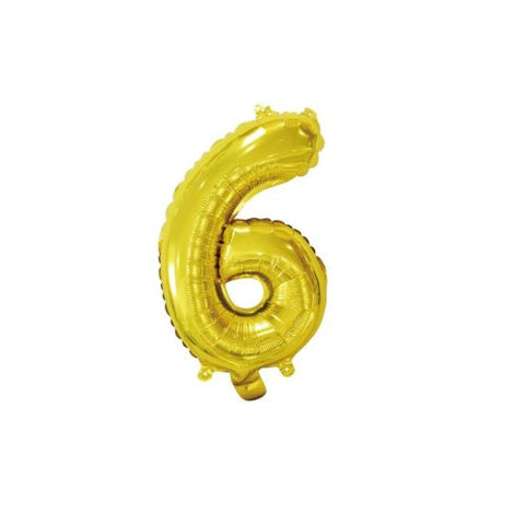 Gold Small Air Filled Number #6 Six 36cm 14 Inch Foil WILL NOT FLOAT #213006