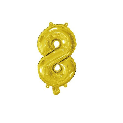 Gold Small Air Filled Number #8 Eight 36cm 14 Inch Foil WILL NOT FLOAT #213008