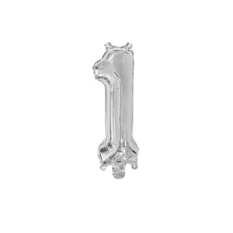Silver Small Air Filled Number #1 One 36cm 14 Inch Foil WILL NOT FLOAT #213011