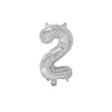 Silver Small Air Filled Number #2 Two 36cm 14 Inch Foil WILL NOT FLOAT #213012