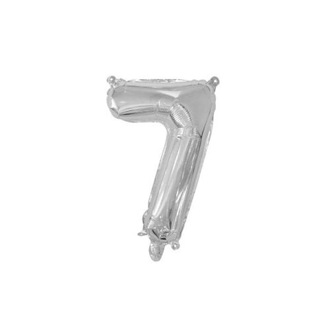 Silver Small Air Filled Number #7 Seven 36cm 14 Inch Foil WILL NOT FLOAT #213017
