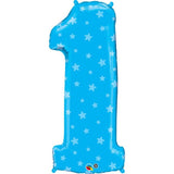 Megaloon Number 1 Blue STARS 86cm #16482