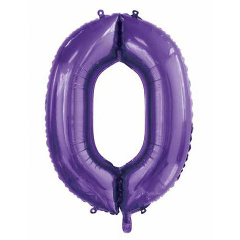 Giant INFLATED Purple Number Zero 0 Foil 86cm Balloon #213840