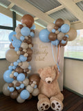 Beige, Pink, Blue or Lilac Arch Backdrop Wall Hire with Balloon Garland #BPBLBD
