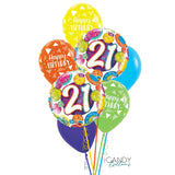 21st Birthday Balloon Multi Coloured Dazzler Bouquet #21BD13