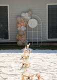 Mesh Arch White or Black or White French Window Backdrop with Balloon Garland HIRE