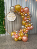 Round Mesh Wall with Organic Balloon Garland HIRE ITEM