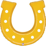 Golden Horseshoe Foil Shape 64cm (25") Balloon INFLATED #250826