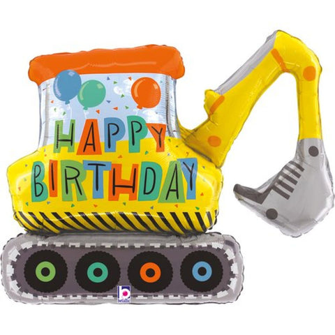 Birthday Construction Excavator Foil Shape 79cm (31") INFLATED #252905