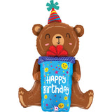 Birthday Smiley Gift Bear Foil Shape 86cm (34") INFLATED #253605