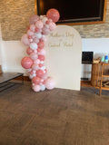 White, Beige or Pink Arch Backdrop Wall Hire with Balloon Garland #WHBD