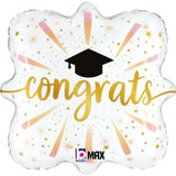 Congrats Grad Fireworks Holographic Foil 45cm (18") INFLATED #261815